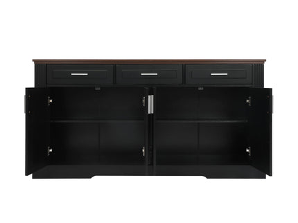 Fluted Sideboard Buffet Cabinet With 4 Doors And 3 Drawers