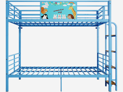 Bunk Bed, Convertible To 2 Separate Twin Size Beds With Full Length Guardrail & Ladder, No Box Spring Needed - Blue