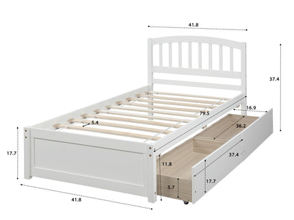 Platform Storage Bed Wood Bed Frame With Two Drawers And Headboard
