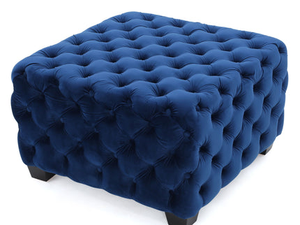 Modern Glam Ottoman With Upholstery And Button Tufted Design