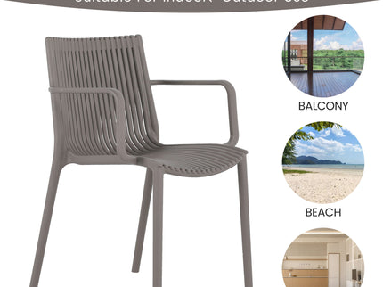 4 Piece Stackable Single Chairs With Vertical Stripe Design For All Weather
