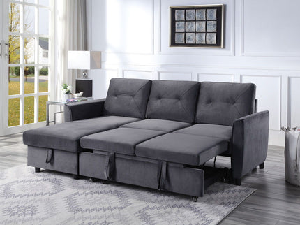 Hudson - Reversible Sleeper Sectional Sofa With Storage Chaise - Dark Gray