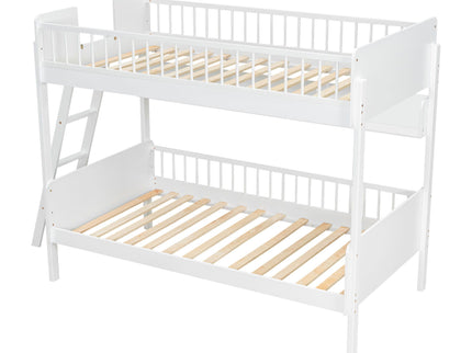Bunk Bed With 3 Storage Shelves, Adjustable Ladder Left Or Right