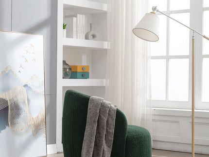 Teddy Fabric Swivel Accent Armchair Barrel Chair With Powder Coating Metal Ring