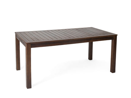 Acacia Wood Outdoor Dining Table With Slatted Top - Dark Brown