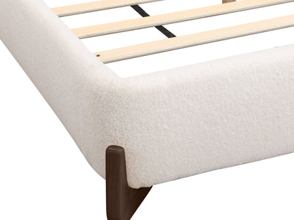 Queen Size Elegant Terry Upholstered Bed - White