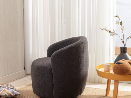 Teddy Fabric Swivel Accent Armchair Barrel Chair With Powder Coating Metal Ring