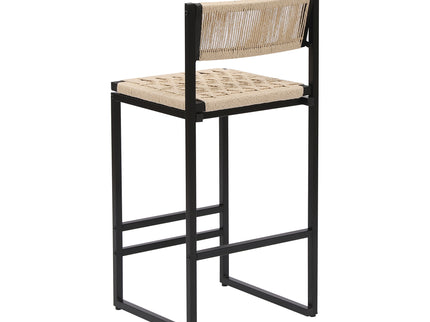 Style B, Woven Bar Stools With Backrest, Paper Rope Weave Dining Chairs For Kitchen Island - Creamy White