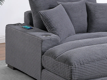 Upholstered Chaise Lounge With Cup Holders USB Port And Pillows