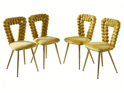 Modern Chair With Iron Tube Legs, Soft Cushions And Comfortable Backrest, Suitable For Dining Room, Living Room, Cafe, Hairball Back