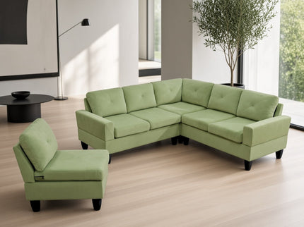 Modular L - Shaped Sectional Sofa, 6 Seater, 4 Piece Couch With Chaise - Green