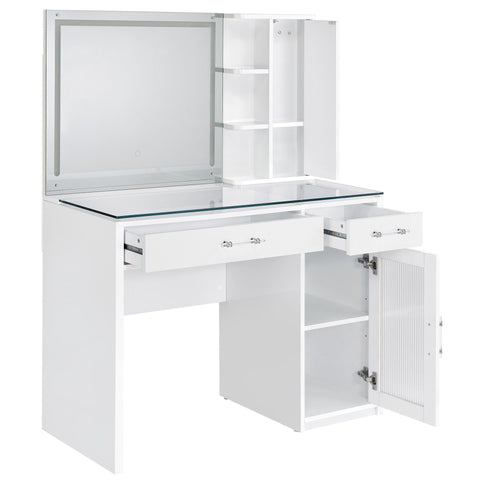 Kerr - 2 Drawer Makeup Vanity Table With Mirror And Stool