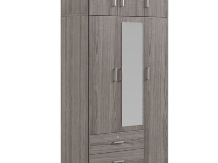 Modern 3 Door Mirror Wardrobe With 2 Drawers And Top Cabinet