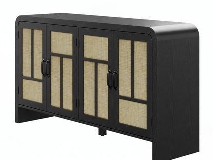 Sideboard Buffet Cabinet With 4 Doors & Adjustable Shelves - Black
