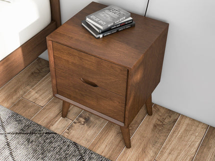 Alexandra - Night Stand With 2 Drawers - Walnut Brown