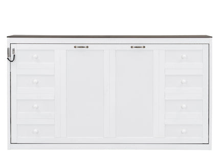 Murphy Bed With LED Light, Foldable Wall Bed Cabinet