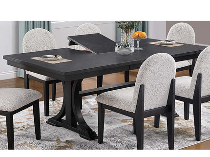 Rectangle Dining Table With Butterfly Leaf, Trestle Base - Charcoal