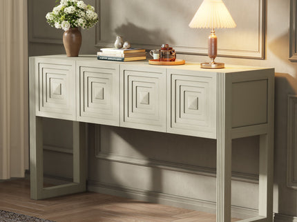 Geometric Carved Console Table With 3 Soft Close Drawers