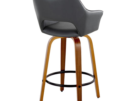 Mustang - Contemporary Fixed Height Counter Stool With Swivel With Round Footrest (Set of 2)