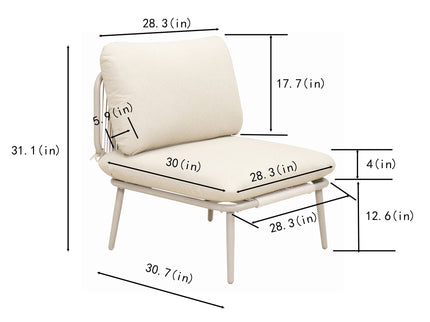 Modular Patio Armless Sofa Chair With Thick Cushion - Off White