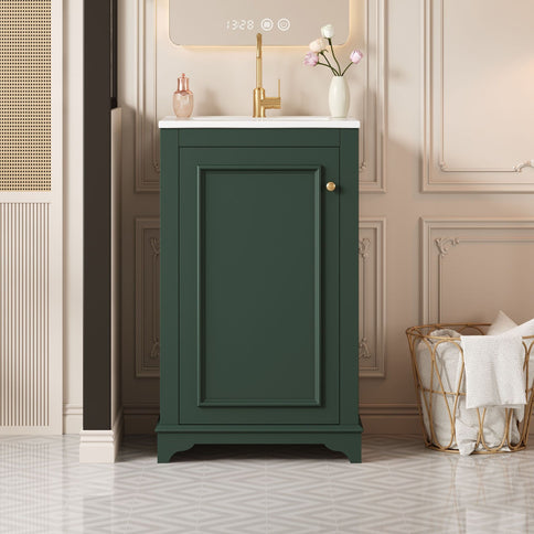 Bathroom Vanity With Sink, Freestanding Single Cabinet Set, Soft Close Door, Adjustable Shelf