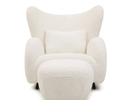 Wingback Armchair & Ottoman Combo For Living Room - White