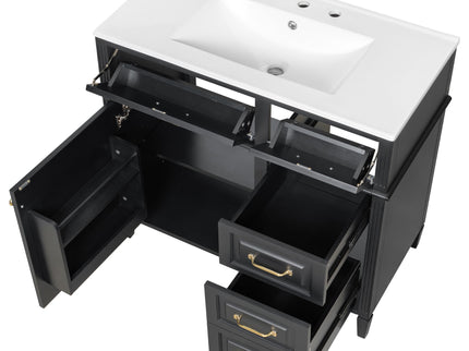 Modern Bathroom Vanity With Sink Top, Flip Drawer Design