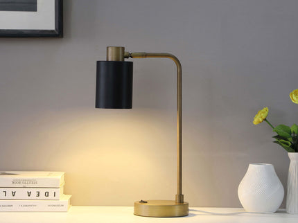 Dharma - Adjustable Table Lamp With Shade - Antique Brass