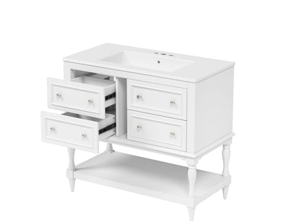 Bathroom Vanity With Medicine Cabinet, Storage Cabinet With 4 Drawers, Adjustable Shelf Mirror