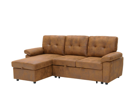 Convertible L - Sectional Sofa Bed With Storage Chaise And Padded Armrests