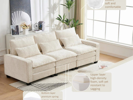 Modern Comfy L Shaped Sectional Sofa With Movable Ottoman