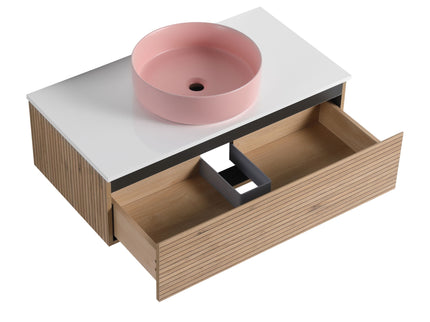 Wall Mounted Bathroom Vanity With Art Sink & 1 Soft Close Drawer