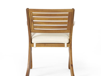 Outdoor Hermosa 5 Piece Wood Dining Set With Cushions - Teak / Beige