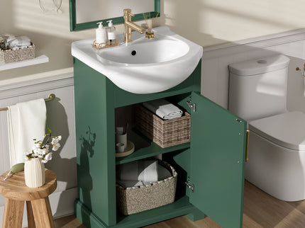 20" Bathroom Vanity With Bulged Sink, Freestanding Single Vanity Set, Soft Close Door