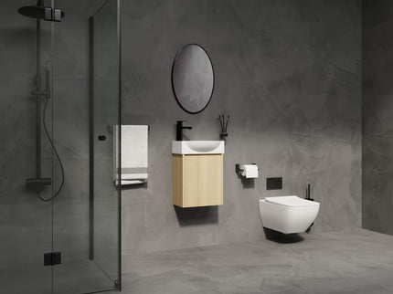 Modern Bathroom Vanity With Ceramic Basin, Wall Mounted Floating Sink Combo, Storage Cabinet