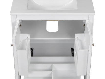 Double Sink Bathroom Vanity Set With Wall Mount Mirror Cabinet