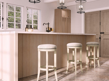 Backless Swivel Stool With Upholstered Seat