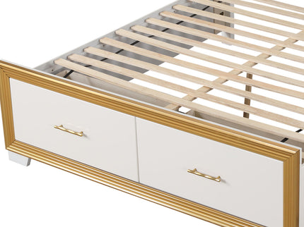 Obsession - Queen Size Bed With LED Headboard And Footboard Storage Drawer - White