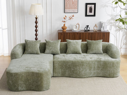 Modular L-Shape Sectional Sofa With Curved Chaise