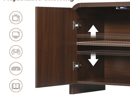 Curved Edge TV Stand With Large Cabinets