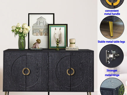 Modern Lacquered 4 Door Wooden Cabinet Sideboard Buffet Server Cabinet Storage Cabinet, For Living Room, Entryway, Hallway, Office, Kitchen And Dining Room