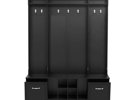 5 In 1 Entryway Bench With Coat Rack, 7 Sturdy Hooks, 2 Spacious Drawers And Adjustable Shelves