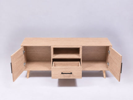 TV Stand For TVs Up To 60" With 2 Doors, 1 Drawer And 1 Open Shelf - Walnut