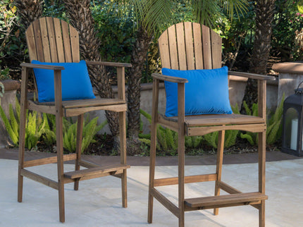 Outdoor Acacia Wood Adirondack Barstools (Set of 2)