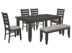 Dark Gray / 6 Pc. Table, 4 Chairs, Bench
