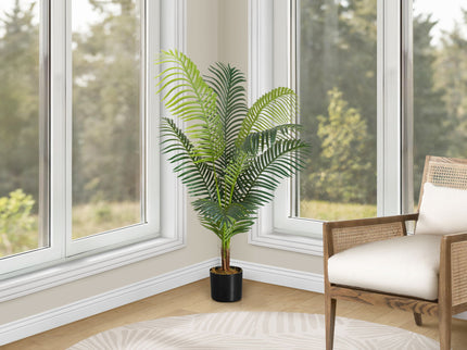 47" Tall, Artificial Plant, Palm Tree, Indoor, Faux, Fake, Floor, Greenery, Potted, Real Touch, Decorative - Green / Black