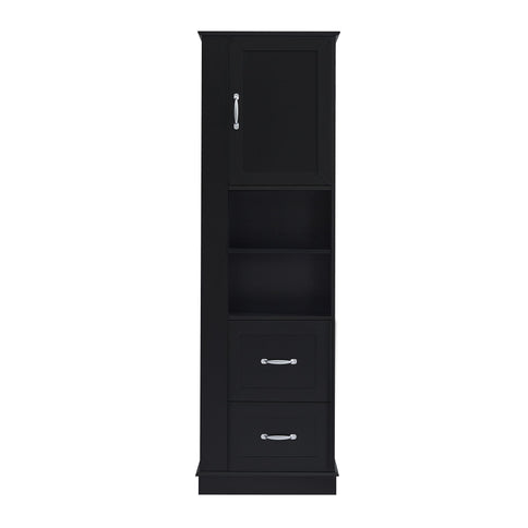 Freestanding Bathroom Storage Cabinet With Adjustable Shelves And Side Hooks Board, Rectangle Design