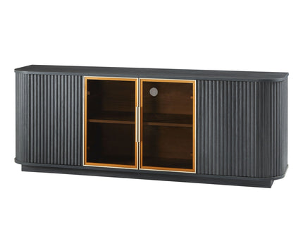 Modern 64" Wavy TV Cabinet With LED Lights - Black