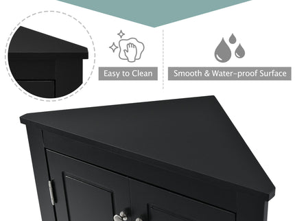 Triangle Bathroom Storage Cabinet With Adjustable Shelves, Freestanding Floor Cabinet For Home Kitchen