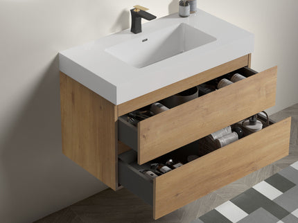 Alice - Bathroom Vanity With Sink, Large Storage Wall Mounted Floating Bathroom Vanity For Modern Bathroom